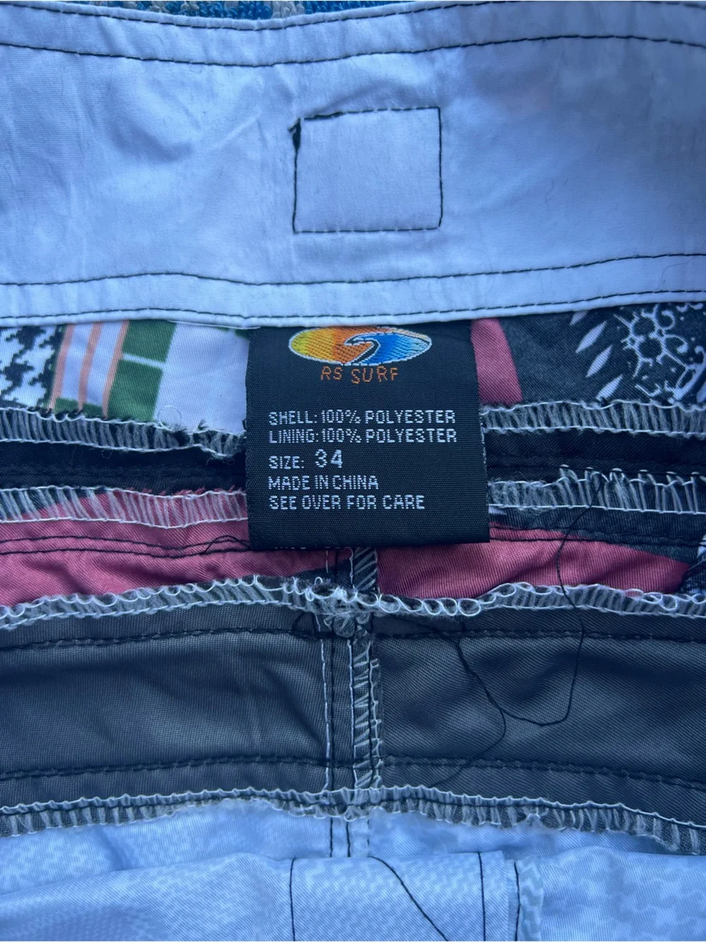 Vintage RS Surf Men's board shorts - patterned light grey-multi waistband